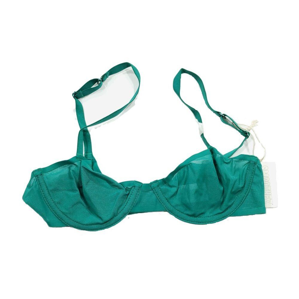 Aerie Smoothez Mesh Unlined Balconette Bra Green Size 32B Underwire